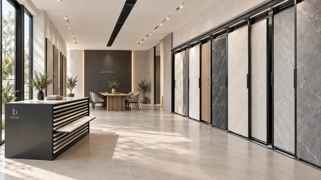 包含大板与样品抽屉的杰迪斯展厅设计示意
